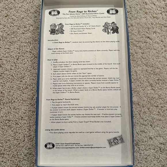 FROM RAGS to RICHES Fun Idioms Board Game Rare Vintage 2001 - Complete - Picture 3 of 12